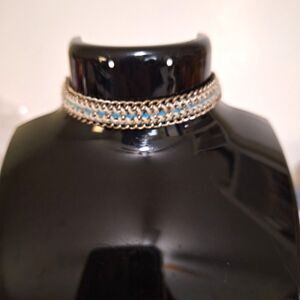 AEU Women's Bracelet Silver Tone Chain Braided Thread Fringy Boho Unique Y2K
